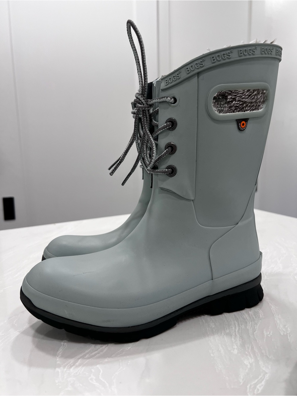 Bogs Amanda II Lace Up Rain Boots Jade Sage Green Lined Waterproof Womens Size 6 - Picture 4 of 16